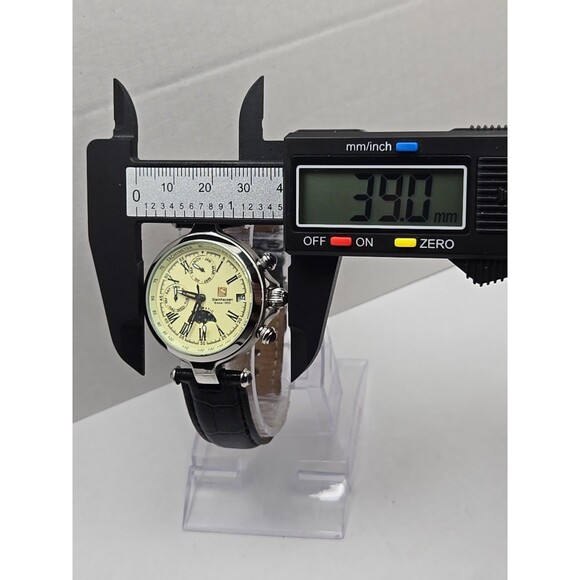 Steinhausen Marquise Automatic Watch Moon Phase Triple Calendar Silver Black - Picture 6 of 13